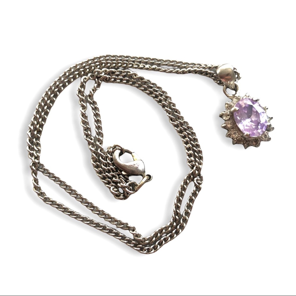 Lavender Amethyst Pendant on Silver Necklace